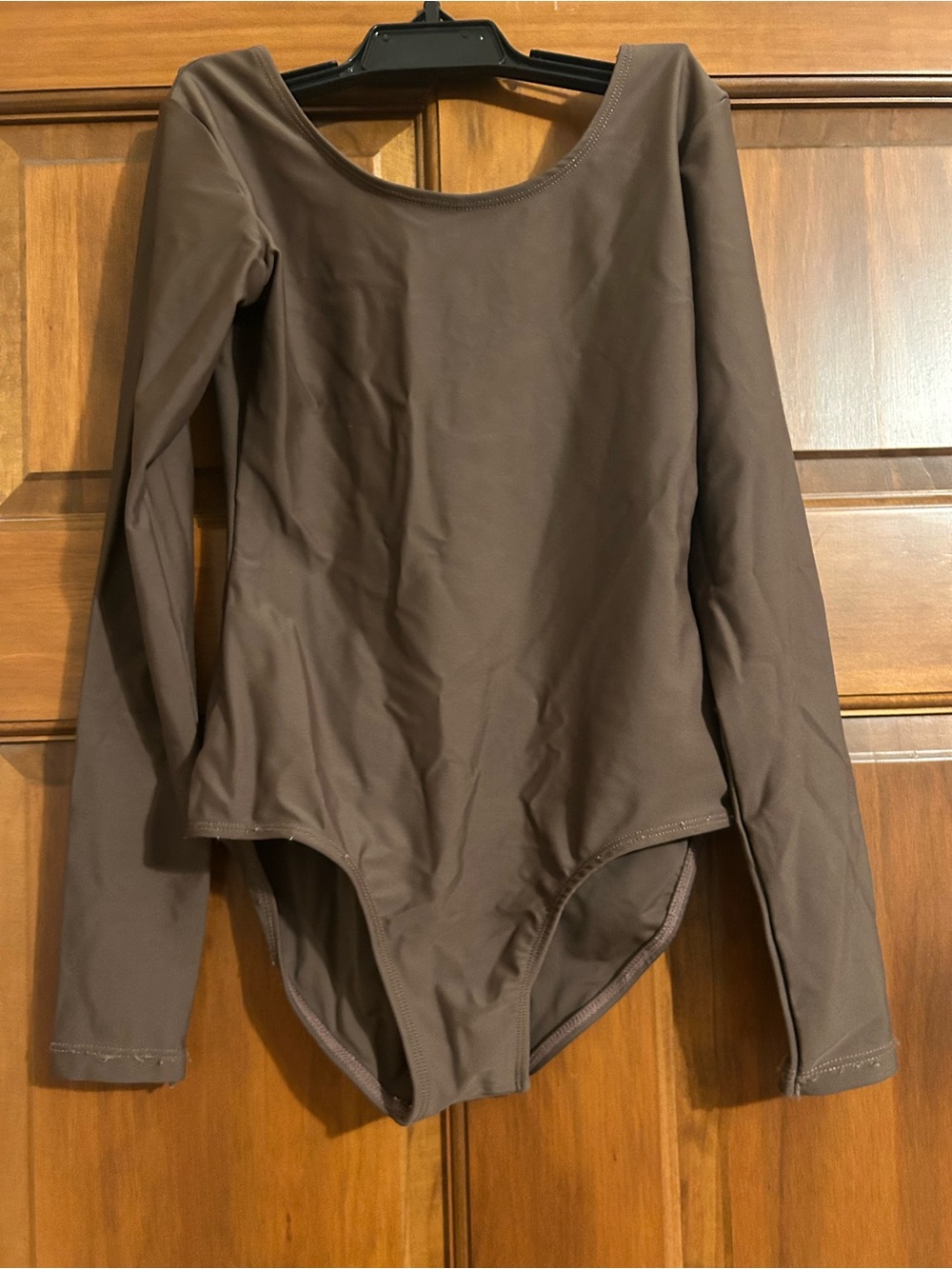 Kids Long Sleeve One-Piece Bodysuit in Brown